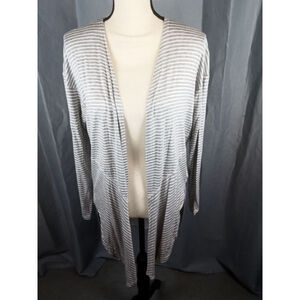 Women's H.I.P. Striped Cardigan L White Grey